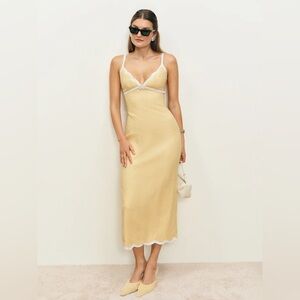 NWT Reformation X @styledsara Butter Yellow Linen Midi Dress